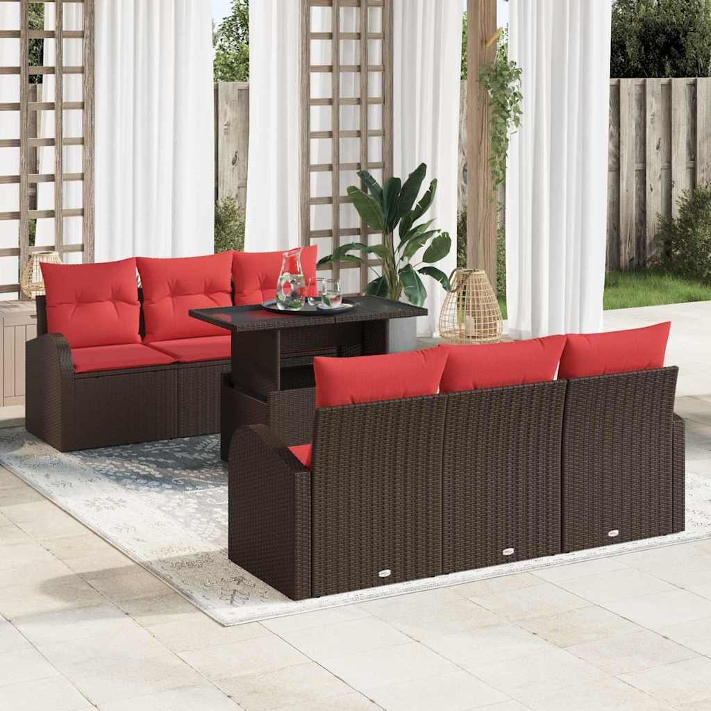 Tuin Sofa Set 7 st Bruin Poly Rattan