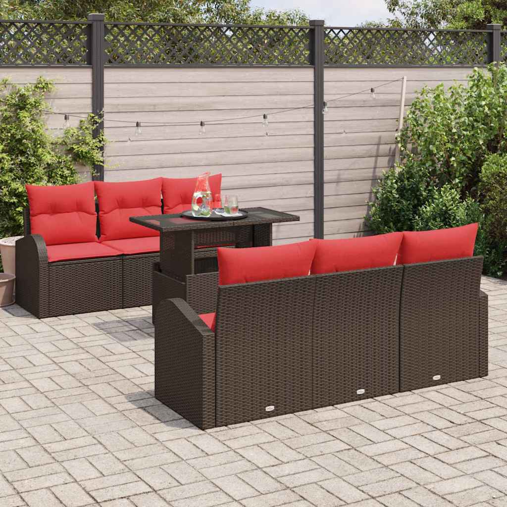 Tuin Sofa Set 7 st Bruin Poly Rattan