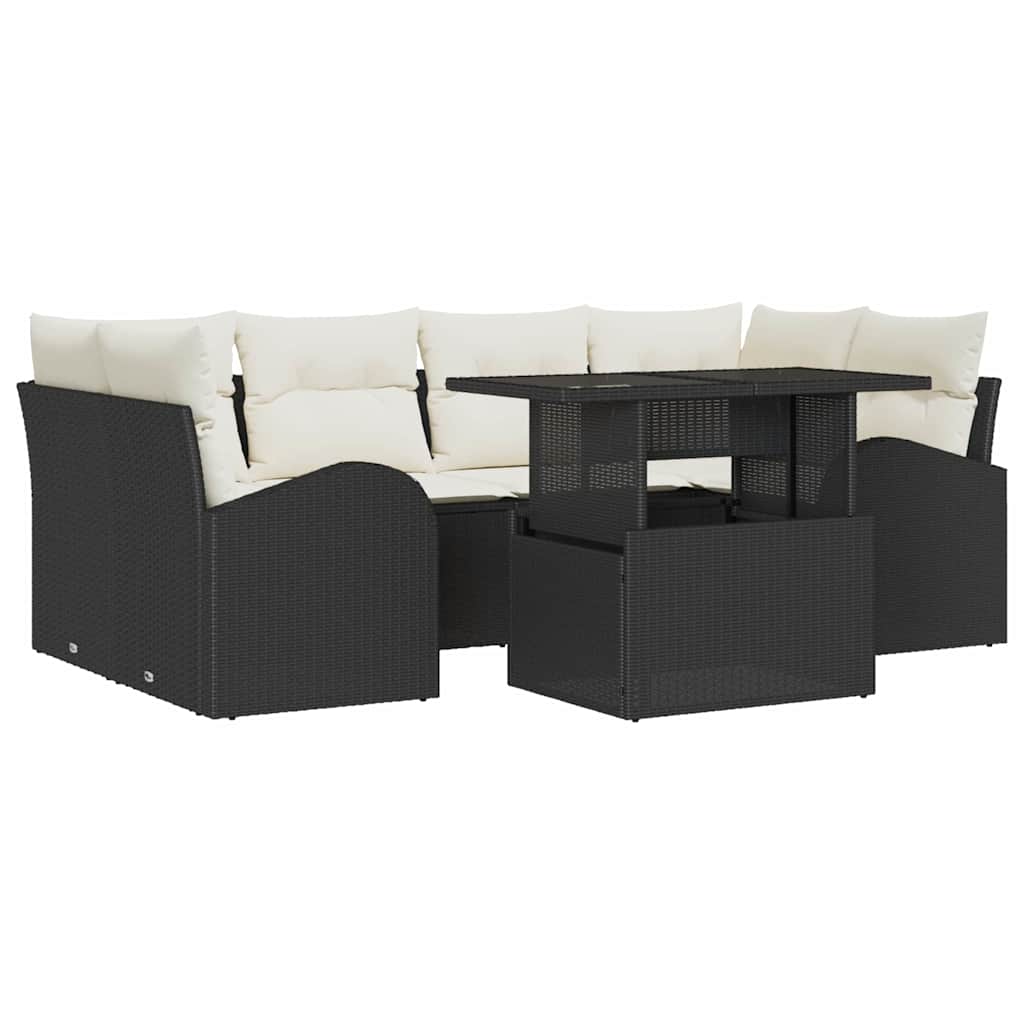 Tuin Sofa Set 7 st Zwart Poly Rattan