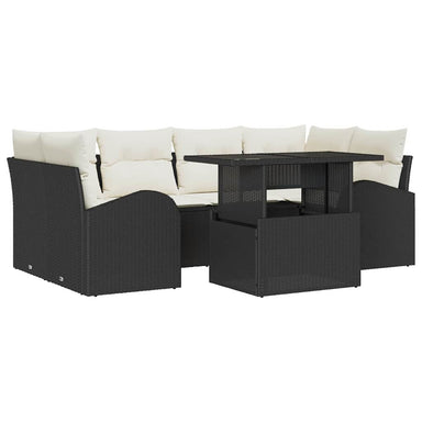Tuin Sofa Set 7 st Zwart Poly Rattan