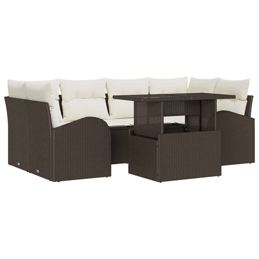 Tuin Sofa Set 7 st Bruin Poly Rattan