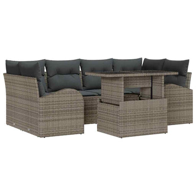Tuin Sofa Set 7 st Grijs Poly Rattan