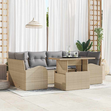 Tuin Sofa Set 7 st Beige Poly Rattan