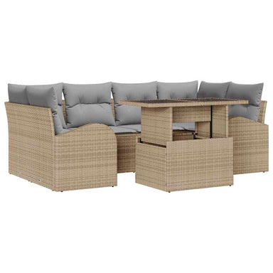Tuin Sofa Set 7 st Beige Poly Rattan