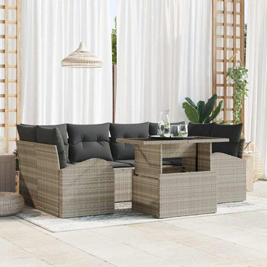 Tuin Sofa Set 7 st Lichtgrijs Poly Rattan