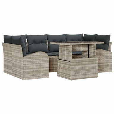 Tuin Sofa Set 7 st Lichtgrijs Poly Rattan