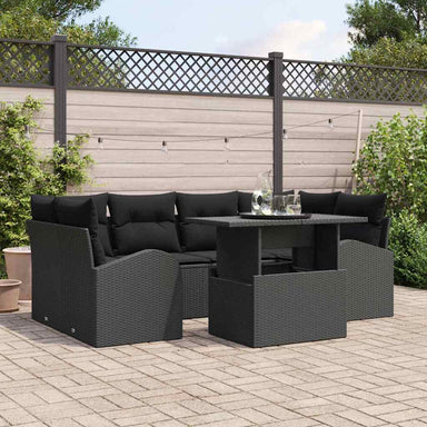 Tuin Sofa Set 7 st Zwart Poly Rattan
