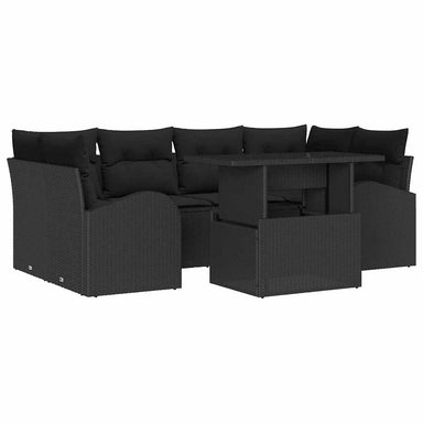 Tuin Sofa Set 7 st Zwart Poly Rattan