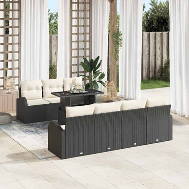 Tuin Sofa Set 8 st Zwart Poly Rattan