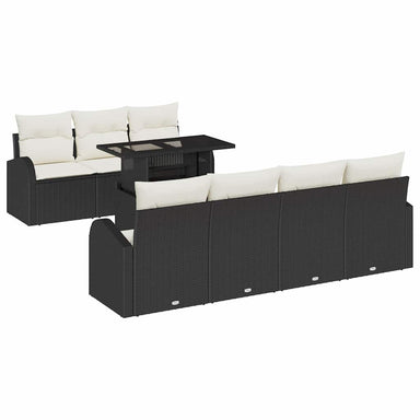 Tuin Sofa Set 8 st Zwart Poly Rattan