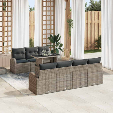 Tuin Sofa Set 8 st Grijs Poly Rattan