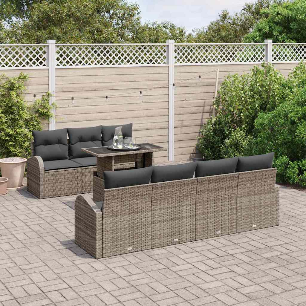 Tuin Sofa Set 8 st Grijs Poly Rattan