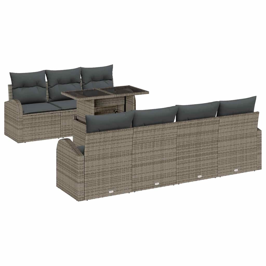 Tuin Sofa Set 8 st Grijs Poly Rattan