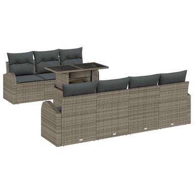 Tuin Sofa Set 8 st Grijs Poly Rattan