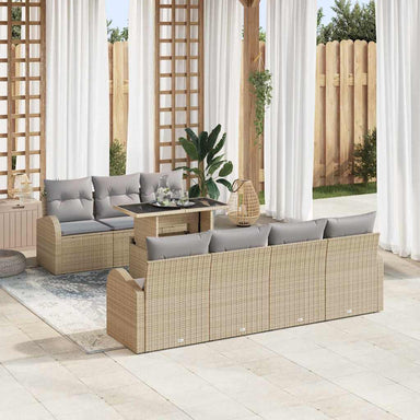 Tuin Sofa Set 8 st Beige Poly Rattan
