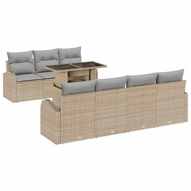 Tuin Sofa Set 8 st Beige Poly Rattan