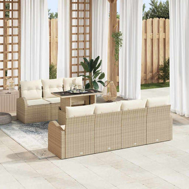 Tuin Sofa Set 8 st Beige Poly Rattan