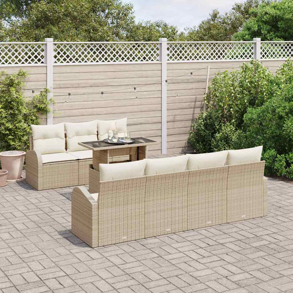 Tuin Sofa Set 8 st Beige Poly Rattan