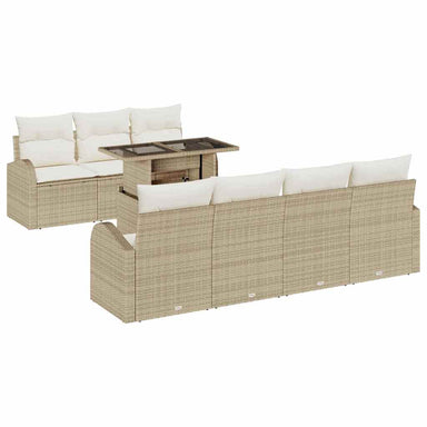 Tuin Sofa Set 8 st Beige Poly Rattan