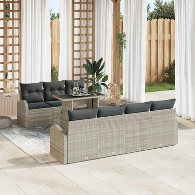 Tuin Sofa Set 8 st Lichtgrijs Poly Rattan