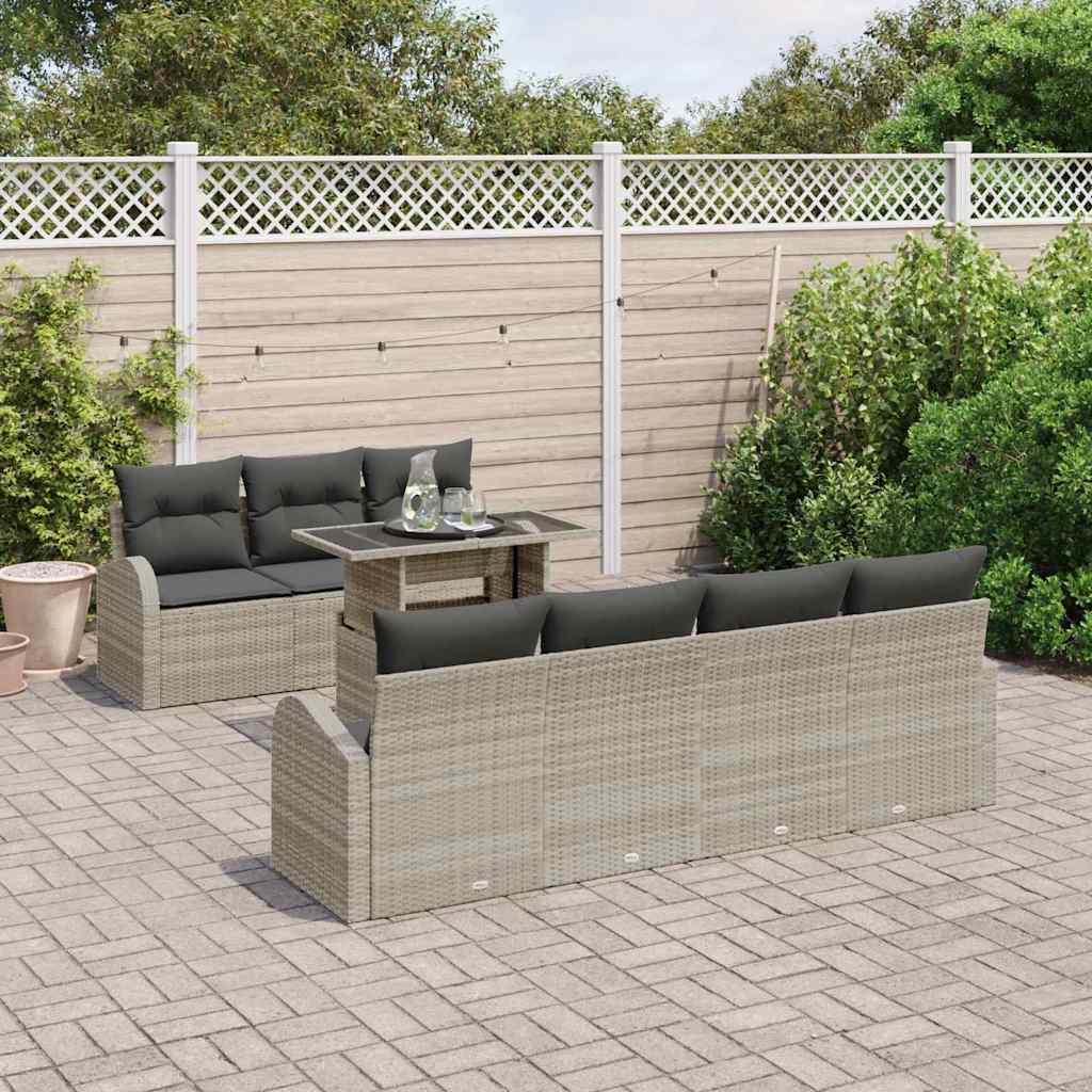 Tuin Sofa Set 8 st Lichtgrijs Poly Rattan