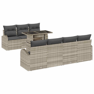Tuin Sofa Set 8 st Lichtgrijs Poly Rattan