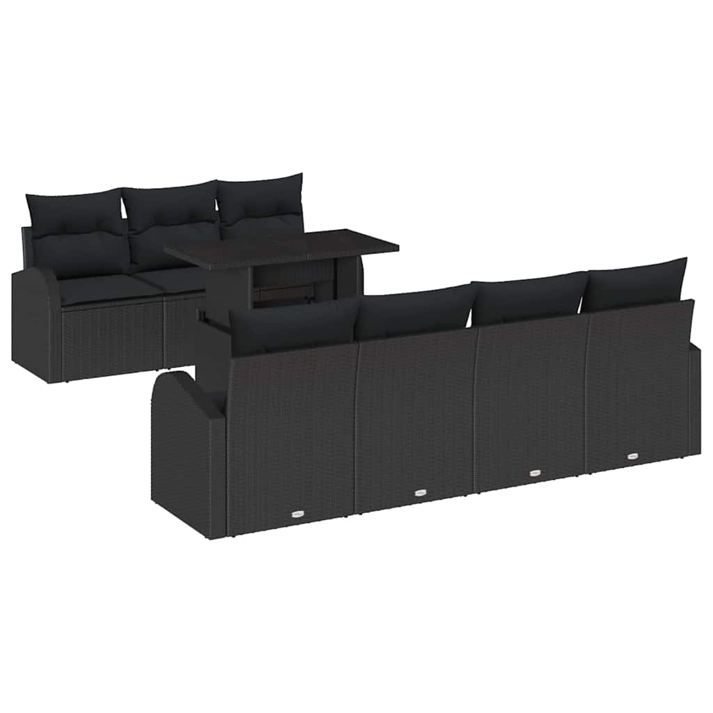 Tuin Sofa Set 8 st Zwart Poly Rattan