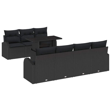 Tuin Sofa Set 8 st Zwart Poly Rattan