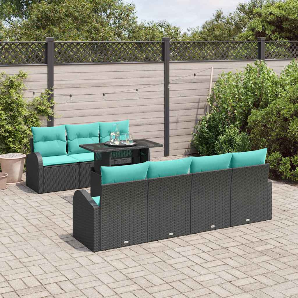 Tuin Sofa Set 8 st Zwart Poly Rattan