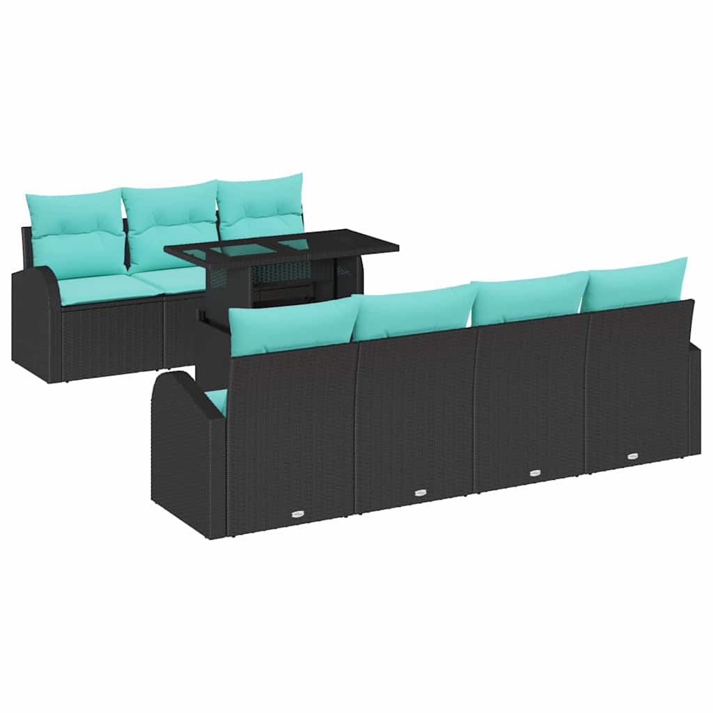 Tuin Sofa Set 8 st Zwart Poly Rattan