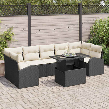 Tuin Sofa Set 8 st Zwart Poly Rattan