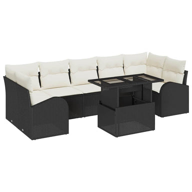 Tuin Sofa Set 8 st Zwart Poly Rattan