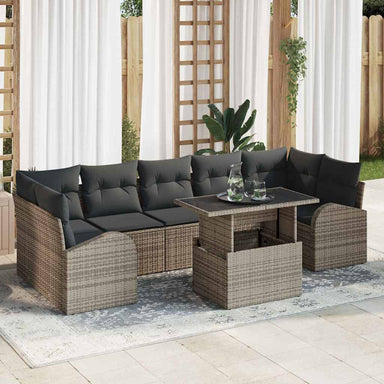 Tuin Sofa Set 8 st Grijs Poly Rattan