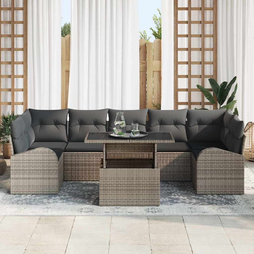 Tuin Sofa Set 8 st Grijs Poly Rattan