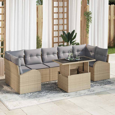 Tuin Sofa Set 8 st Beige Poly Rattan