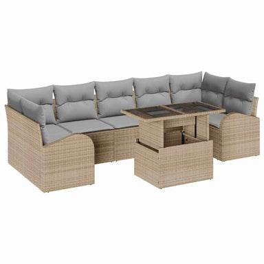Tuin Sofa Set 8 st Beige Poly Rattan