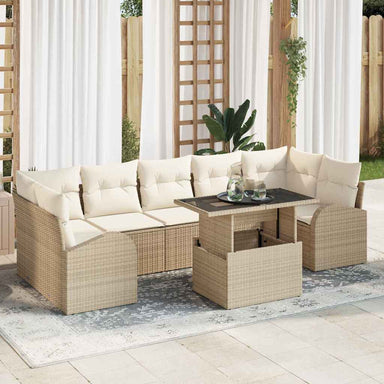 Tuin Sofa Set 8 st Beige Poly Rattan