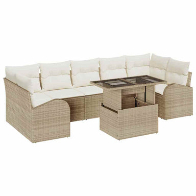 Tuin Sofa Set 8 st Beige Poly Rattan
