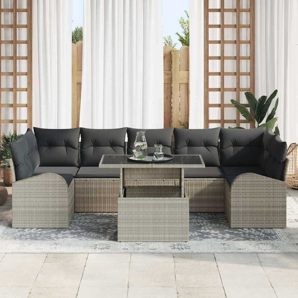 Tuin Sofa Set 8 st Lichtgrijs Poly Rattan