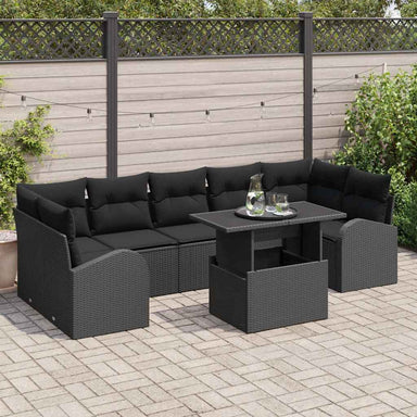 Tuin Sofa Set 8 st Zwart Poly Rattan