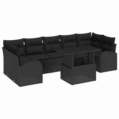 Tuin Sofa Set 8 st Zwart Poly Rattan