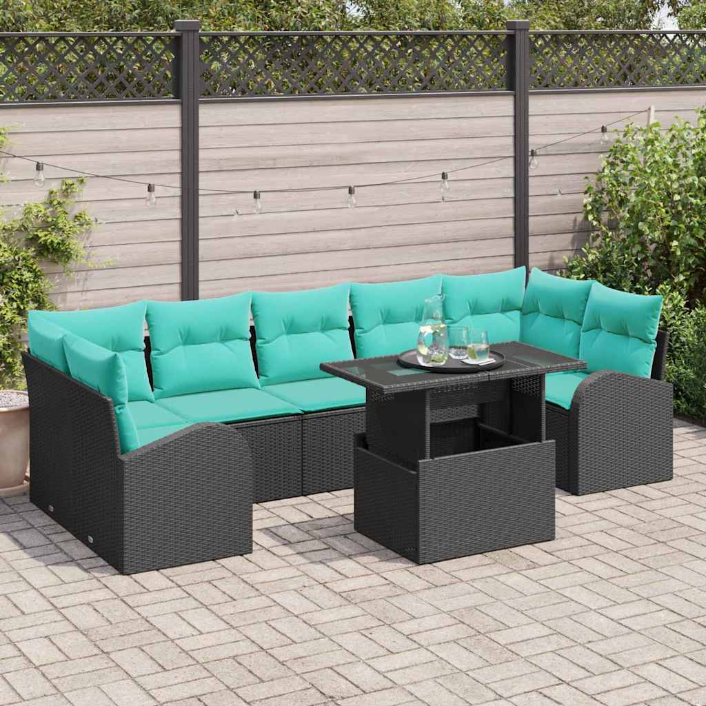Tuin Sofa Set 8 st Zwart Poly Rattan