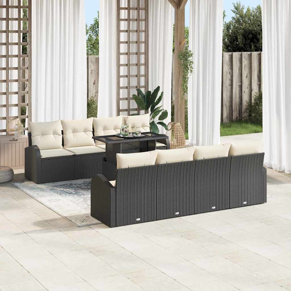 Tuin Sofa Set 9 st Zwart Poly Rattan