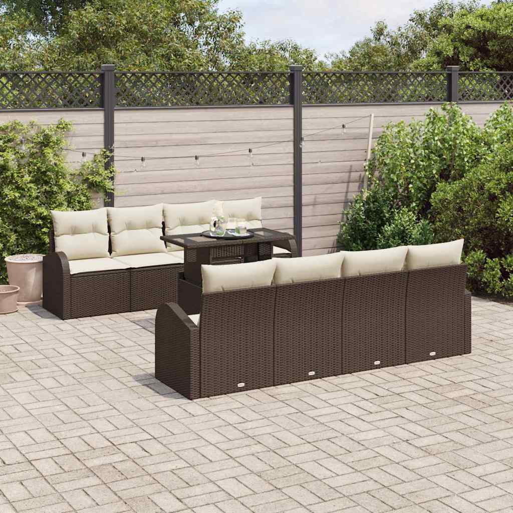 Tuin Sofa Set 9 st Bruin Poly Rattan