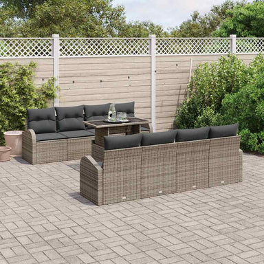 Tuin Sofa Set 9 st Grijs Poly Rattan