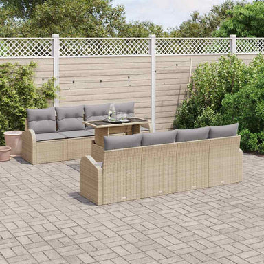 Tuin Sofa Set 9 st Beige Poly Rattan