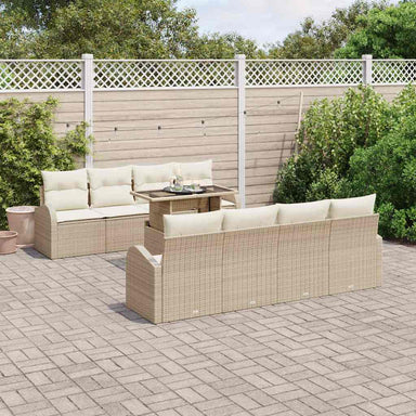 Tuin Sofa Set 9 st Beige Poly Rattan