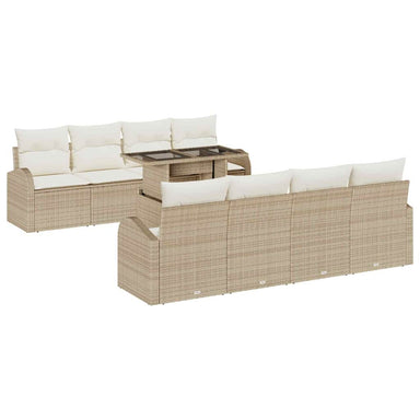 Tuin Sofa Set 9 st Beige Poly Rattan