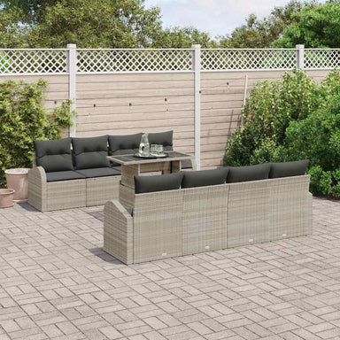 Tuin Sofa Set 9 st Lichtgrijs Poly Rattan