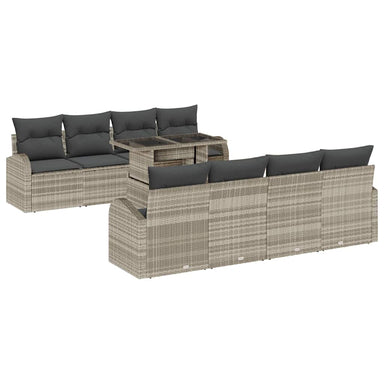 Tuin Sofa Set 9 st Lichtgrijs Poly Rattan